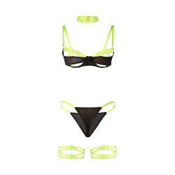Subblime - 955281 Ensemble Soutien-Gorge Avec Collier Et Détails De Jambes Vert Fluorescent L/Xl